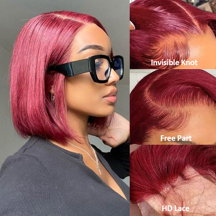 Burgundy Lace Front (Human Hair) Wigs.